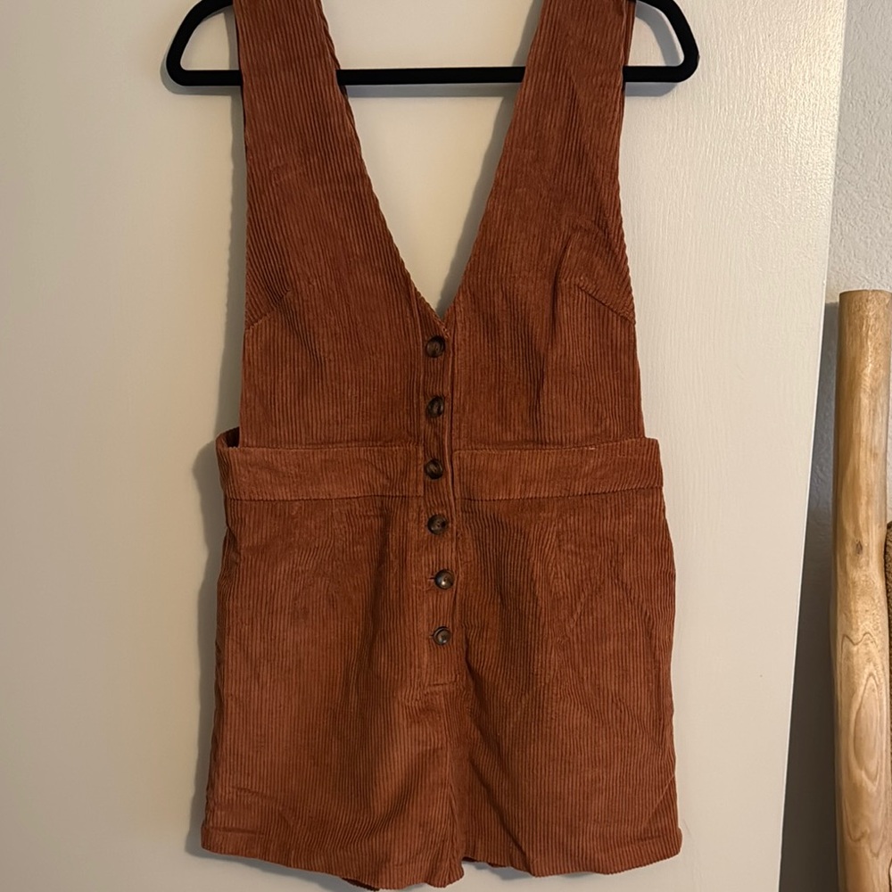 Burnt orange Corduroy Button-Up romper